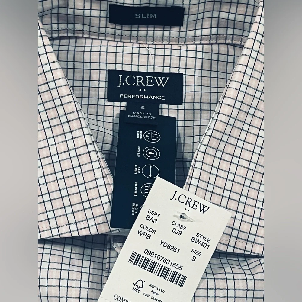 NWT J Crew Men's Slim Performance Dress Shirt